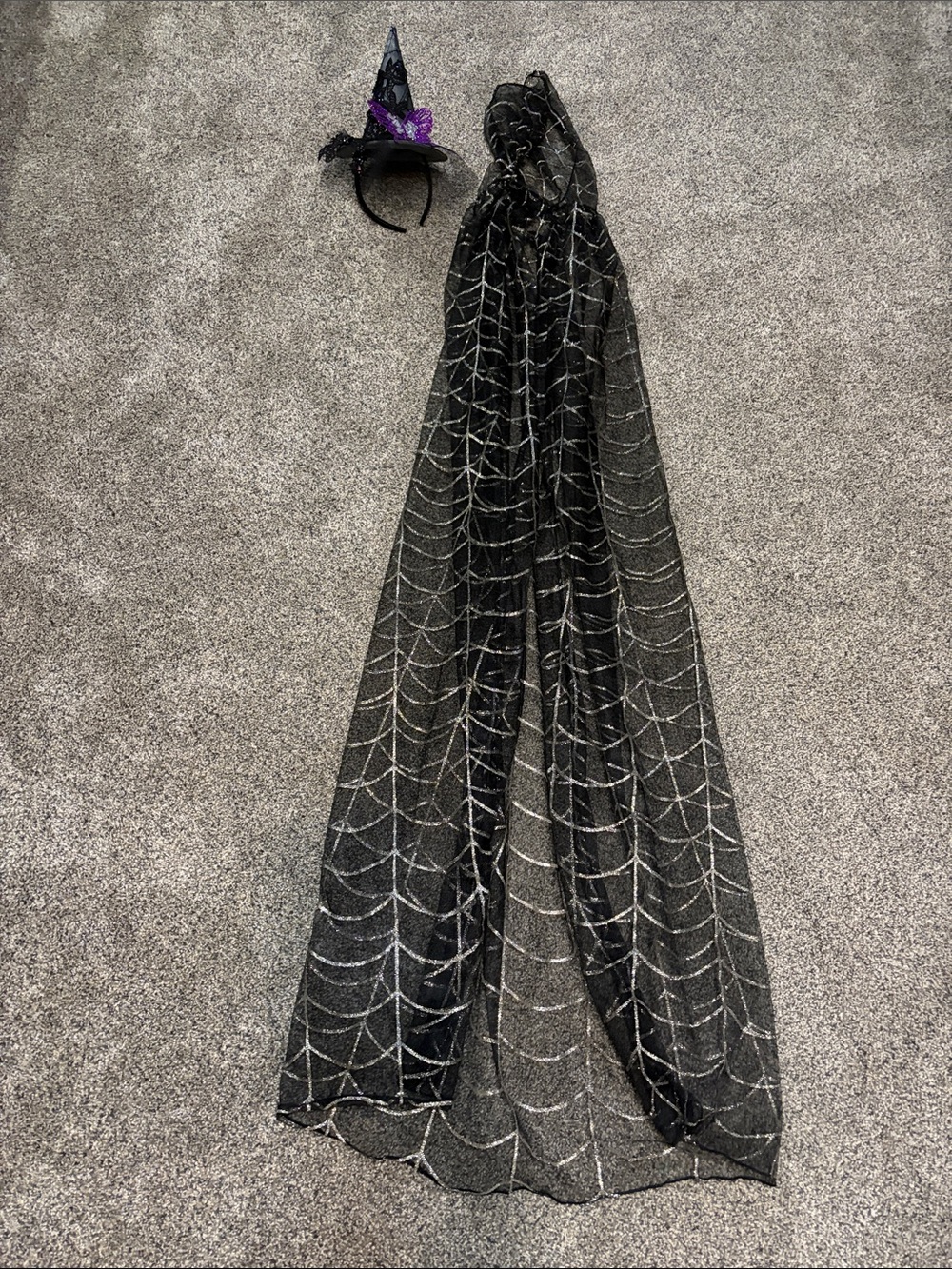 Black Spiderweb Veil Headband and Cape